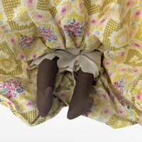 Vintage 14.5" Porcelain Island Doll with Fabric Dress, Hand-Sewn Details, Collectible Ethnic Doll, Gift for Doll Collectors, Display Decor