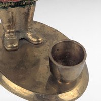 Vintage Metal Santa Taper Candle Holder, 6.5" Christmas Decor, Brass Santa Candle Holder, Holiday Mantle Decor, Gift for Santa Collectors