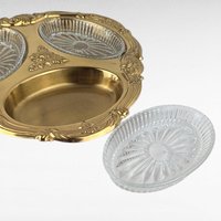 Vintage Copper Craft Serving Tray with Three Glass Dishes, Ornate Party Platter, Decorative Appetizer Server