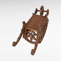 Handmade Wooden Wheelbarrow Figure, Vintage Carved Wood Decor, Rustic Farmhouse Accent, Unique Gift