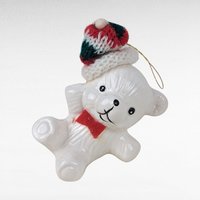 Vintage Christmas Bear Ornament Set & Teddy Bear Trinket Box, Ceramic Holiday Decor, Collectible Bear Figurines