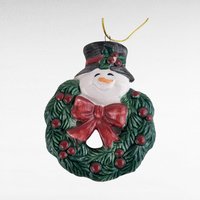 Vintage Fitz and Floyd Christmas Bell, Santa's Magic Workshop, Snowman Wreath Ornament, Collectible Holiday Decor