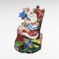 Vintage Fitz and Floyd Christmas Bell, Santa's Magic Workshop, Snowman Wreath Ornament, Collectible Holiday Decor
