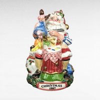Vintage Fitz and Floyd Christmas Bell, Santa's Magic Workshop, Snowman Wreath Ornament, Collectible Holiday Decor
