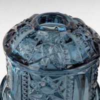 Vintage Blue Indiana Glass Fairy Lamp, 2 Piece, Stars & Bars Pattern, Collectible Glassware, Candle Holder