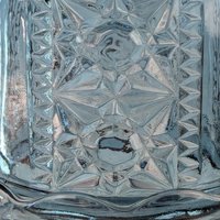 Vintage Blue Indiana Glass Fairy Lamp, 2 Piece, Stars & Bars Pattern, Collectible Glassware, Candle Holder