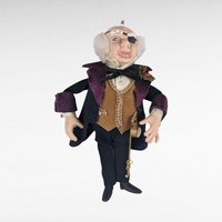 Vintage Christmas Pair: Kurt Adler Eye Patch Guy Ornament & Sitting Santa Clock Figurine - Unique Holiday Decor