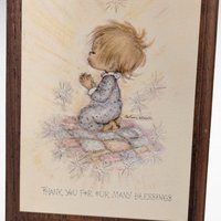 1971 Betsey Clark "Blessings" & "Flowers" Wooden Plaques, Vintage Children's Art, Inspirational Wall Decor, Gift Set
