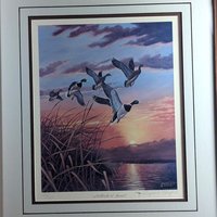 Vintage "Mallards at Sunset" Signed & Numbered Print by Rhynard Klingbeil, Framed Wildlife Art, Duck Decor, Nature Gift