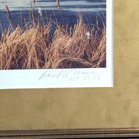 David A. Maass "Autumn at Baker - Trumpeter Swans" Framed Print, Signed Wildlife Art, Vintage Bird Decor, Swan Landscape Painting