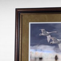 David A. Maass "Autumn at Baker - Trumpeter Swans" Framed Print, Signed Wildlife Art, Vintage Bird Decor, Swan Landscape Painting