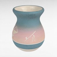 Set of 4 Vintage Signed Navajo Pottery Vases, Hand-Etched Native American Vases, Pastel Pottery, Desert Decor, Southwestern Art