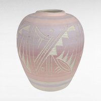 Set of 4 Vintage Signed Navajo Pottery Vases, Hand-Etched Native American Vases, Pastel Pottery, Desert Decor, Southwestern Art