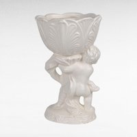 Vintage Napcoware White Ceramic Bowl with Cherub, Angel Vase, Floral Decor, Collectible Vase, Cherub Planter, Home Decor, Vintage Napco