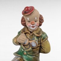 Vintage Clown Figurine, Green Jacket Clown, 6.75 Inch Height, Collectible Clown Statue, Whimsical Clown Decor, Gift for Clown Collectors