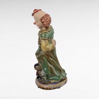 Vintage Clown Figurine, Green Jacket Clown, 6.75 Inch Height, Collectible Clown Statue, Whimsical Clown Decor, Gift for Clown Collectors