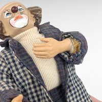 Vintage Posable Hobo Clown Doll, 10 Inch Plaid Jacket, Collectible Toy, Playful Decor, Nostalgic Gift