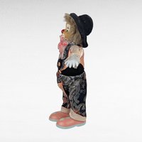 Vintage Porcelain Clown, Paisley Outfit, 12.5" Height, Operates, Collectible Clown Decor, Gift for Clown Enthusiasts