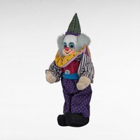 Vintage Polka Dot Stripes Clown Doll, Thailand, Porcelain Head, 10.5 Inch Height, Collectible Clown Decor, Whimsical Gift