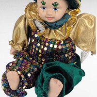 Vintage Little Irish Jester Doll, Porcelain Head Hands Feet, 9.25 Inch Height, Collectible Irish Decor, Whimsical Shelf Display