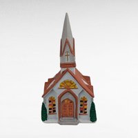1989 Rex and Lee Ceramic Church Building, Vintage Village Display Piece, Hand-Painted Church Decor, Holiday Village Addition
