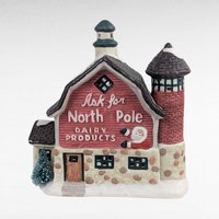 1993 Seasonal Specialties North Pole Dairy, Lighted Christmas Village Building, Vintage Holiday Display, Ceramic Barn