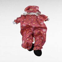 Vintage 18" Porcelain Clown Doll with Moon & Sun Outfit, Hand-Painted Face, Made in China, Decorative Collectible