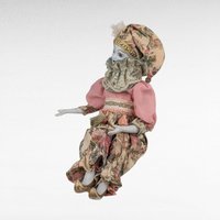 Vintage Harlequin Musical Doll, Porcelain, Floral Costume, 15.5 Inches, Collectible Doll, Working Music Box