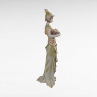 Vintage Resin Woman Figurine, Elegant Dresser Decor, Lady with Flowers, Art Deco Style, Decorative Sculpture