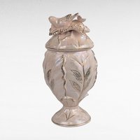 Vintage Pink Lusterware Compote Jar with Birds Gold Trim Decorative Ceramic Candy Dish Gift for Her