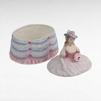 Vintage Andrea Lady Powder Box Pink Dress Ceramic Victorian Style Figurine Vanity Decor Gift for Her