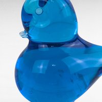 Small Vintage Blue Glass Bird Figurine, Hand Blown Glass Bird Decor, Collectible Glass Animal, Gift for Bird Lovers