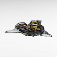 Vintage Art Glass Bowl, Unique Tri-Corner Design, Hand Made Glass, Decorative Centerpiece, Gift for Art Glass Collectors, Heavy Glass Bowl