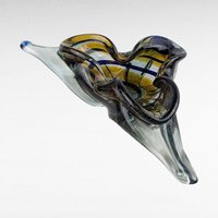Vintage Art Glass Bowl, Unique Tri-Corner Design, Hand Made Glass, Decorative Centerpiece, Gift for Art Glass Collectors, Heavy Glass Bowl
