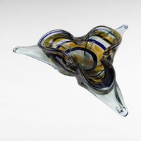 Vintage Art Glass Bowl, Unique Tri-Corner Design, Hand Made Glass, Decorative Centerpiece, Gift for Art Glass Collectors, Heavy Glass Bowl
