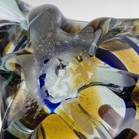 Vintage Art Glass Bowl, Unique Tri-Corner Design, Hand Made Glass, Decorative Centerpiece, Gift for Art Glass Collectors, Heavy Glass Bowl