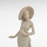 Vintage Bisque Porcelain Lady Figurine, Elegant Dress & Wide Hat, 10 Inch Tall, Classic Home Decor, Gift for Her
