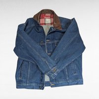 Vintage Marlboro Country Store Denim Jacket XL, Collector Jean Coat with Brown Leather Collar