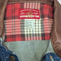 Vintage Marlboro Country Store Denim Jacket XL, Collector Jean Coat with Brown Leather Collar