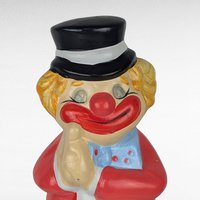 Vintage Ceramic Clown Piggy Bank, Tall Circus Decor, Whimsical Coin Holder Gift