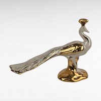 Vintage Bel-Ar Pottery Lusterware Peacock Figurine USA Ceramic Bird Gold Accents Elegant Home Decor Gift for Collectors
