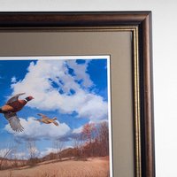 David A. Maass "Tomahawk Trail - Pheasants" Framed Print, Signed Wildlife Art, Vintage Bird Decor, Hunting Theme Artwork