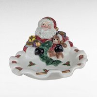Vintage Fitz and Floyd Santa Candy Dish, Porcelain Christmas Serving Bowl, Holiday Decor