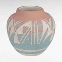 Set of 4 Vintage Signed Navajo Pottery Vases, Hand-Etched Native American Vases, Pastel Pottery, Desert Decor, Southwestern Art