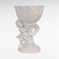 Vintage Napcoware White Ceramic Bowl with Cherub, Angel Vase, Floral Decor, Collectible Vase, Cherub Planter, Home Decor, Vintage Napco