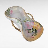 Antique Nippon Porcelain Trinet Dish, Morimura Hand Painted Bowl, Gold Trim Floral Decor, Vintage Vanity Table Decor