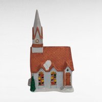 1989 Rex and Lee Ceramic Church Building, Vintage Village Display Piece, Hand-Painted Church Decor, Holiday Village Addition