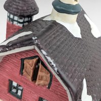 1993 Seasonal Specialties North Pole Dairy, Lighted Christmas Village Building, Vintage Holiday Display, Ceramic Barn