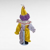 Vintage Porcelain Clown Doll, Purple Hair, Soft Expressions, Collectible, Display Decor