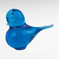 Small Vintage Blue Glass Bird Figurine, Hand Blown Glass Bird Decor, Collectible Glass Animal, Gift for Bird Lovers